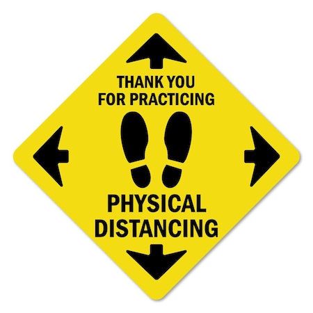 Thank You For Practicing Safe Distance Non-Slip Floor Graphic, 7in Vinyl Decal, 6PK
